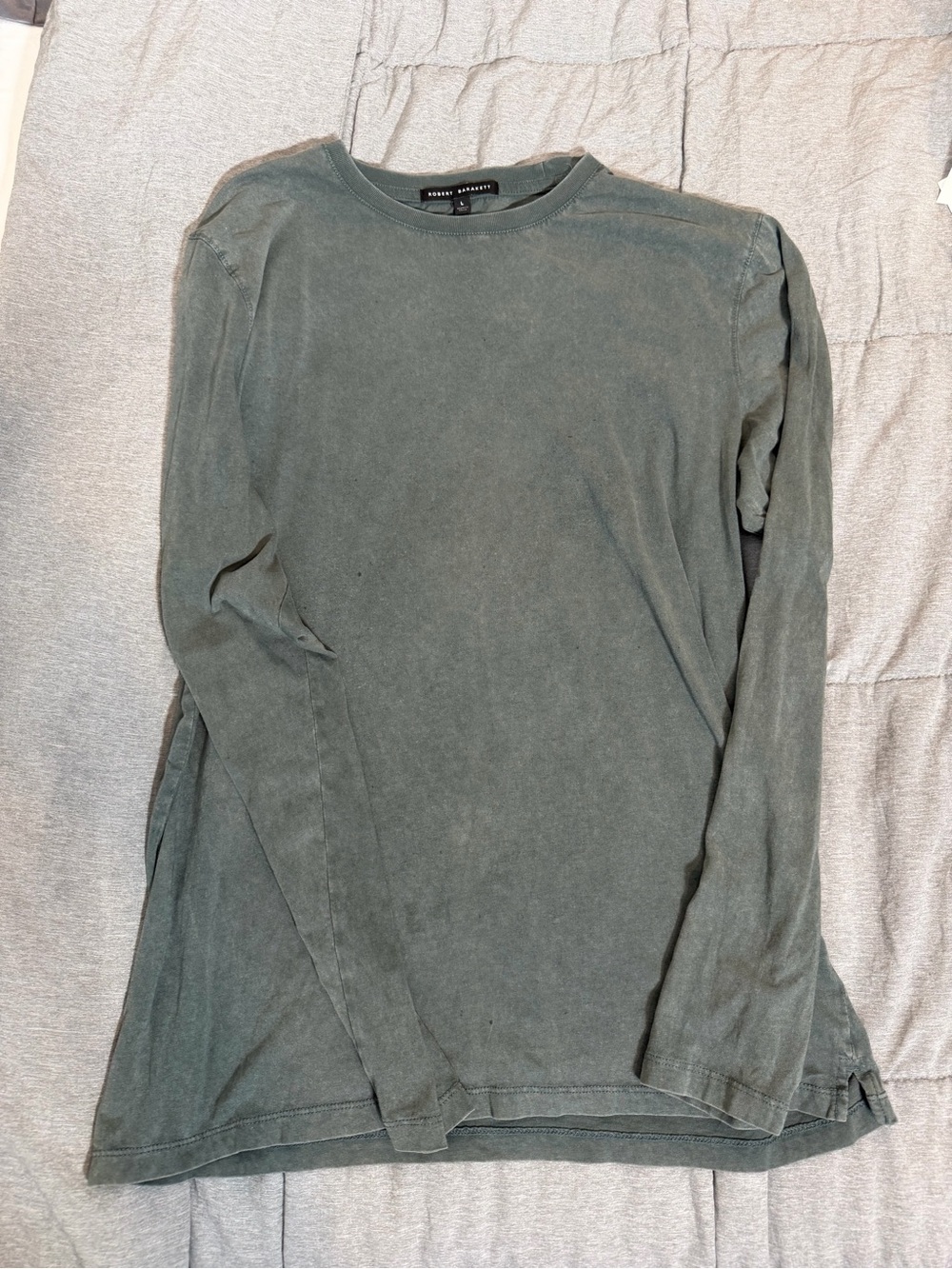 Robert Barakett Washed Olive-Style Long Sleeve Crewneck
